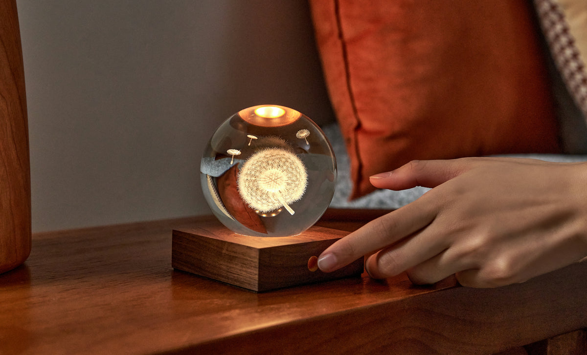 Gingko Amber 3D Laser Crystal Light